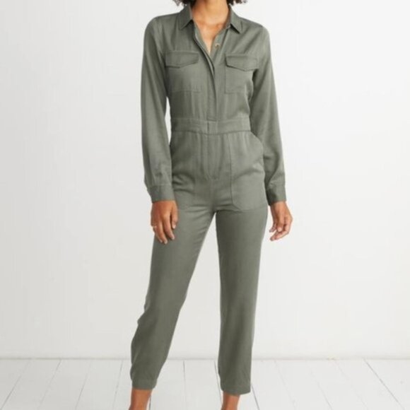 Marine Layer Frida Utility Olive Green Jumpsuit - Picture 1 of 10